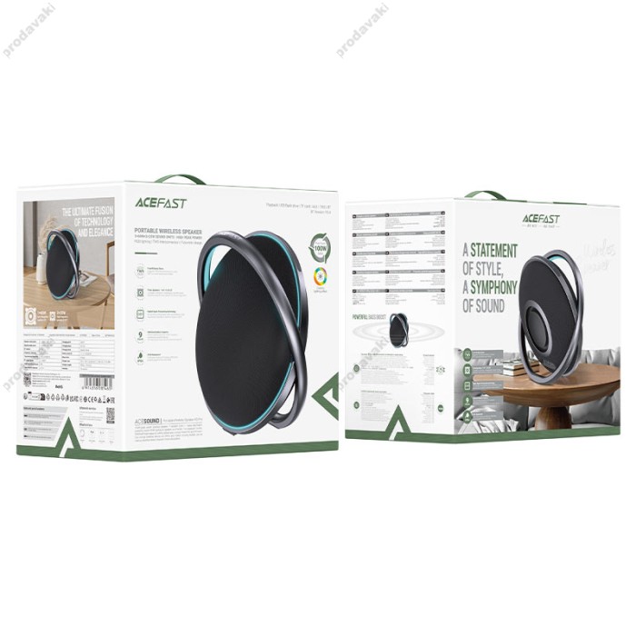 Портативна колонка Bluetooth ACEFAST K5 Pro Portable wireless Speaker BT5.4 100W Black
